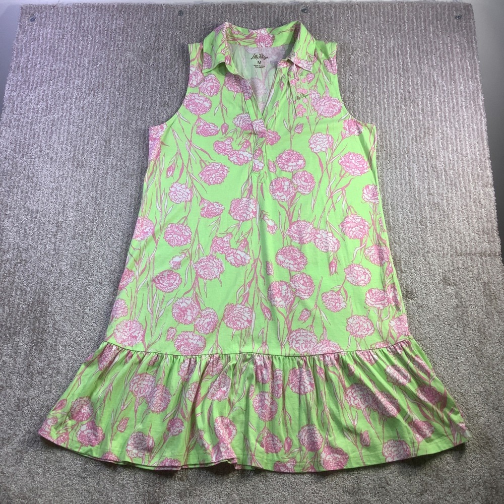 Lilly Pulitzer Riegan Dress Alina Print Pistachio Macaron Size M NWT